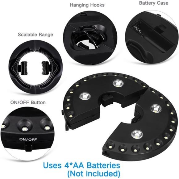 Patio Umbrella Light 3 Brightness Modes Cordless 28 LED Lights at 200 lumens-4 - Picture 6 of 6